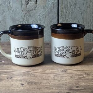 Vintage 1984 Hardee's Rise and Shine Coffee Mugs, Set of 2